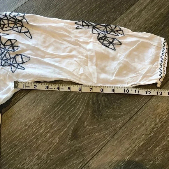 Poupette St Barth Blue White Embroidered Off Shoulder Mini Dress Size Small - Picture 9 of 14